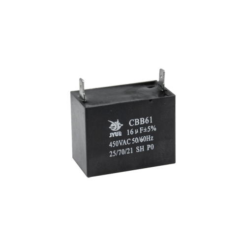 Конденсатор CBB61 16 мкФ, 450 В, Jyul (прямоугольный, клеммы) Конденсатор CBB61 16 мкФ, 450 В, Jyul (прямоугольный, клеммы)