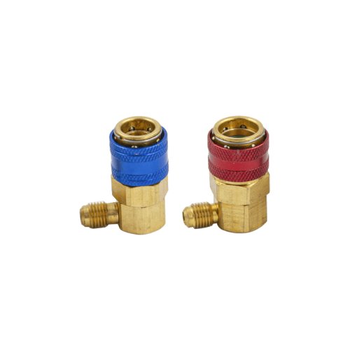 Комплект быстросъемных муфт QC-12A для заправки автокондиционеров (R-134a, 1/4", угловые) Комплект быстросъемных муфт QC-12A для заправки автокондиционеров (R-134a, 1/4", угловые)