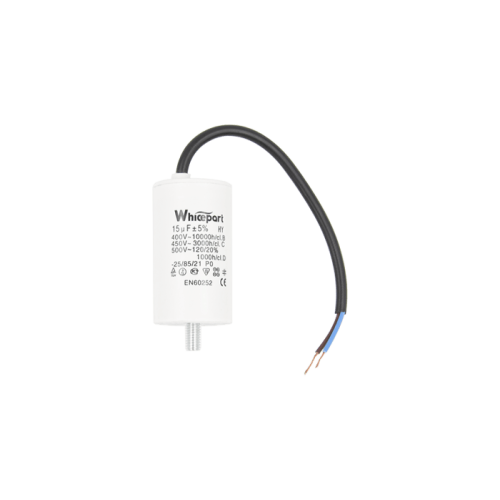 Конденсатор CBB60-G 15 мкФ, 450 В, Whicepart (провід + болт) Конденсатор CBB60-G 15 мкФ, 450 В, Whicepart (провід + болт)
