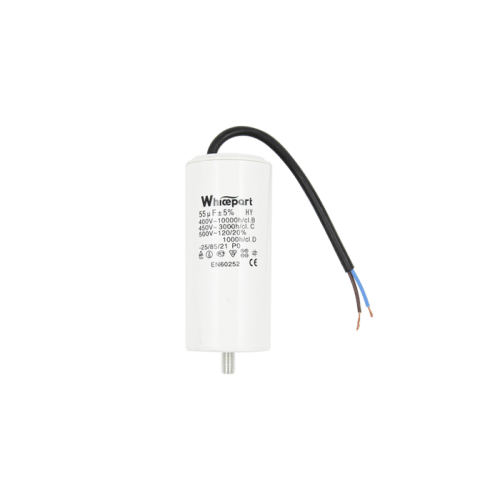 Конденсатор CBB60-G  55 мкФ, 450 В, Whicepart (провод + болт) Конденсатор CBB60-G  55 мкФ, 450 В, Whicepart (провод + болт)