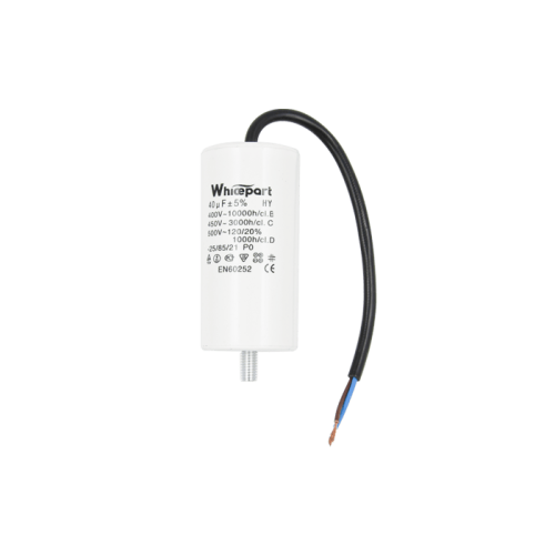 Конденсатор CBB60-G 40 мкФ, 450 В, Whicepart (провід + болт) Конденсатор CBB60-G 40 мкФ, 450 В, Whicepart (провід + болт)