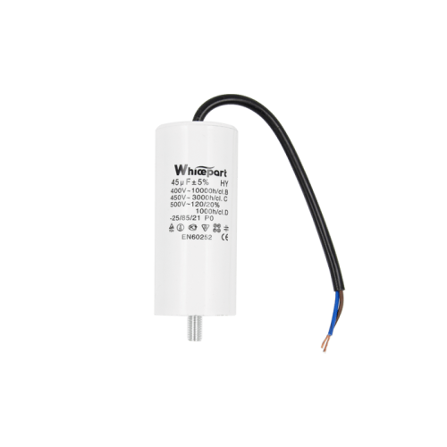 Конденсатор CBB60-G 45 мкФ, 450 В, Whicepart (провід + болт) Конденсатор CBB60-G 45 мкФ, 450 В, Whicepart (провід + болт)