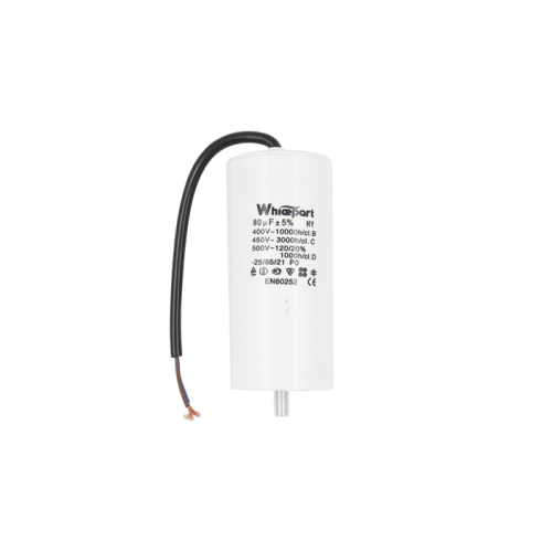Конденсатор CBB60-G  80 мкФ, 450 В, Whicepart (провод + болт) Конденсатор CBB60-G  80 мкФ, 450 В, Whicepart (провод + болт)