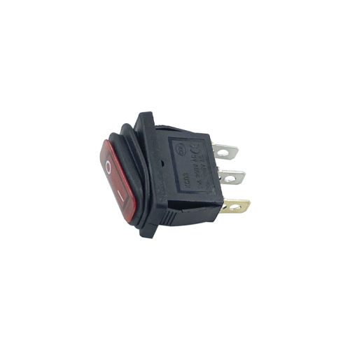Кнопка сетевая одинарная KCD3R 11х28 мм 3 контакта (2-позиционная) со светодиодом и пыльником