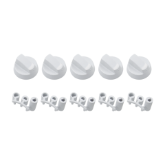 Комплект ручек для духовки и плиты универсальные, d=42 мм (3 вала, белая, 5 шт.)