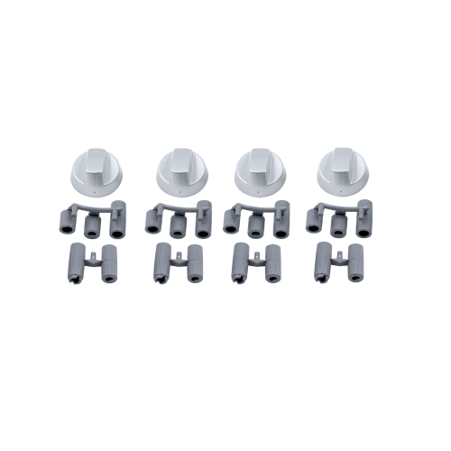 Комплект ручек для духовки и плиты универсальные, d=42 мм (5 валов, серебро, 4 шт.)