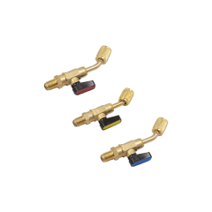 Комплект кранов для заправочного шланга под фреон R-12, R-22, R-134a (1/4"SAE, угловые)