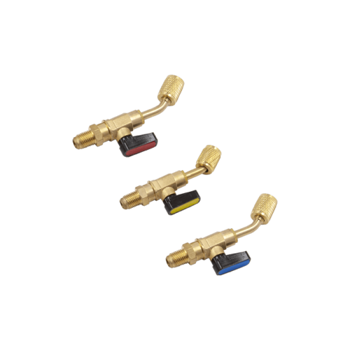 Комплект кранів для заправного шланга під фреон R-12, R-22, R-134a (1/4 "SAE, кутові)