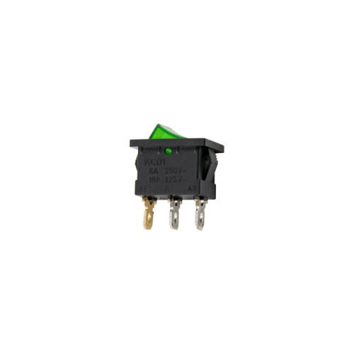 Кнопка сетевая одинарная 40308G 13х19 мм 3 контакта 6А (2-позиционная) со светодиодом