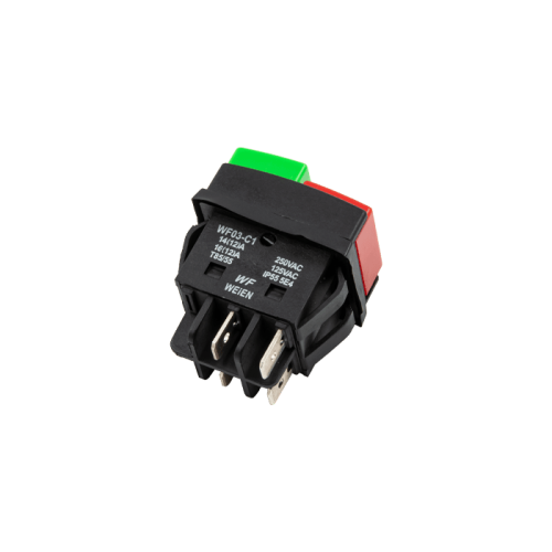 Кнопка сетевая двойная WF03-C1 33х28 4 контакта 16А (2-позиционная) Кнопка сетевая двойная WF03-C1 33х28 4 контакта 16А (2-позиционная)