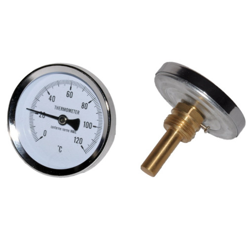 Термометр для котла SD Plus SD17440MM, D=63 мм, 0-120°C, зі штуцером L=40 мм