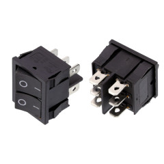 Кнопка сетевая двойная 40323 20x22 мм 6 контактов 6А (2-позиционная)