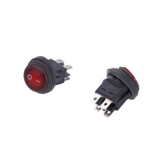 Кнопка сетевая одинарная 40334 d=20 мм 4 контакта (2-позиционная) со светодиодом и пыльником