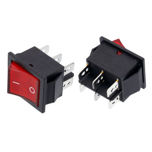 Кнопка сетевая одинарная 40342 22х28 мм 6 контактов 16А (2-позиционная) со светодиодом Кнопка сетевая одинарная 40342 22х28 мм 6 контактов 16А (2-позиционная) со светодиодом