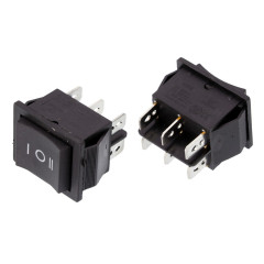 Кнопка мережева одинарна 40348 22х28 мм 6 контактів 16A (3-позиційна)