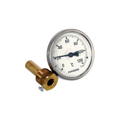 Термометр для котла Pakkens, D=63 мм, 0-120°C, со штуцером L=48 мм