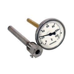 Термометр для котла Pakkens, D=63 мм, 0-120°C, со штуцером L=109 мм
