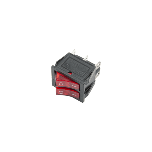 Кнопка сетевая двойная 22*28 мм 6 контактов 16А (2-позиционная)